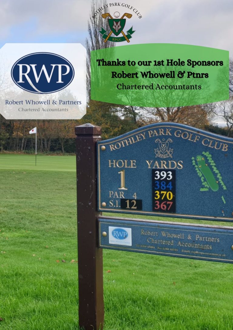 Thanks to RWP Chartered Accountants for continued Sponsorship of the 1st Hole